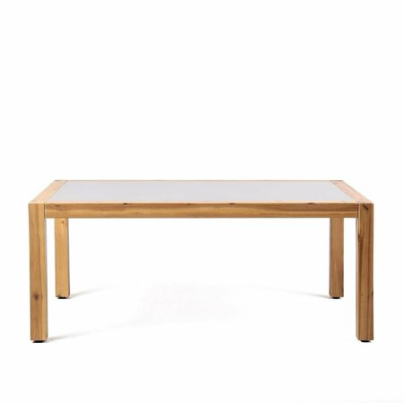 TENTO CAMPAIT 18 in. Sienna Outdoor Patio Coffee Table in Acacia Wood with Center Stone, Natural & Gray TE2756576